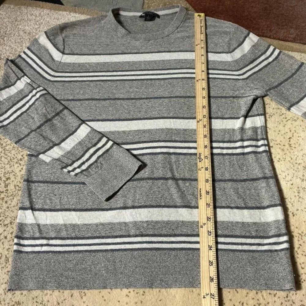 Banana Republic Mens Silk Linen Striped Crewneck Sweater Old Money‎ White L